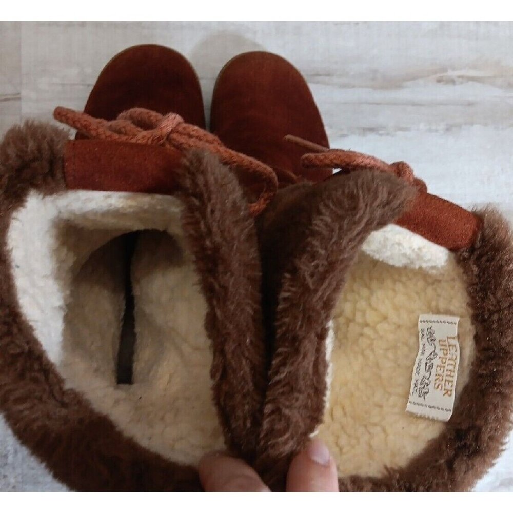 ✅Women's Size 8 VTG HIPPIE BOOTS Brown Suede Leather Faux Fur Lining *NO INSOLES - Picture 7 of 15